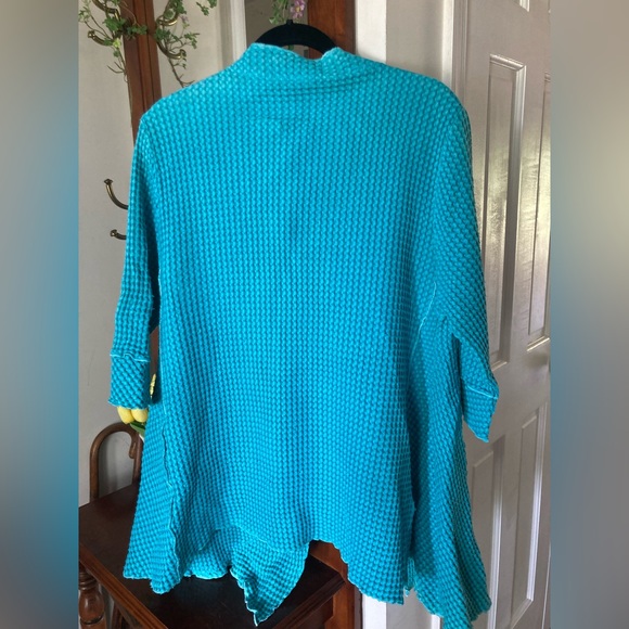 NWT FOCUS Waffle Swing Cardigan Jacket 100% preshrunk Cotton TURQUOISE M…Coastal - Picture 7 of 15